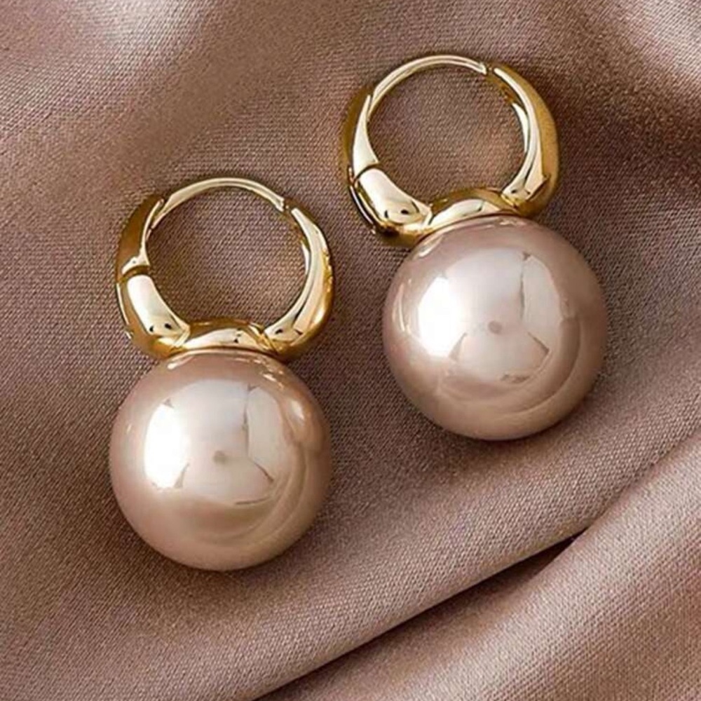 Luxe Champagne Pearl Drop Earrings with Gold filled hoops